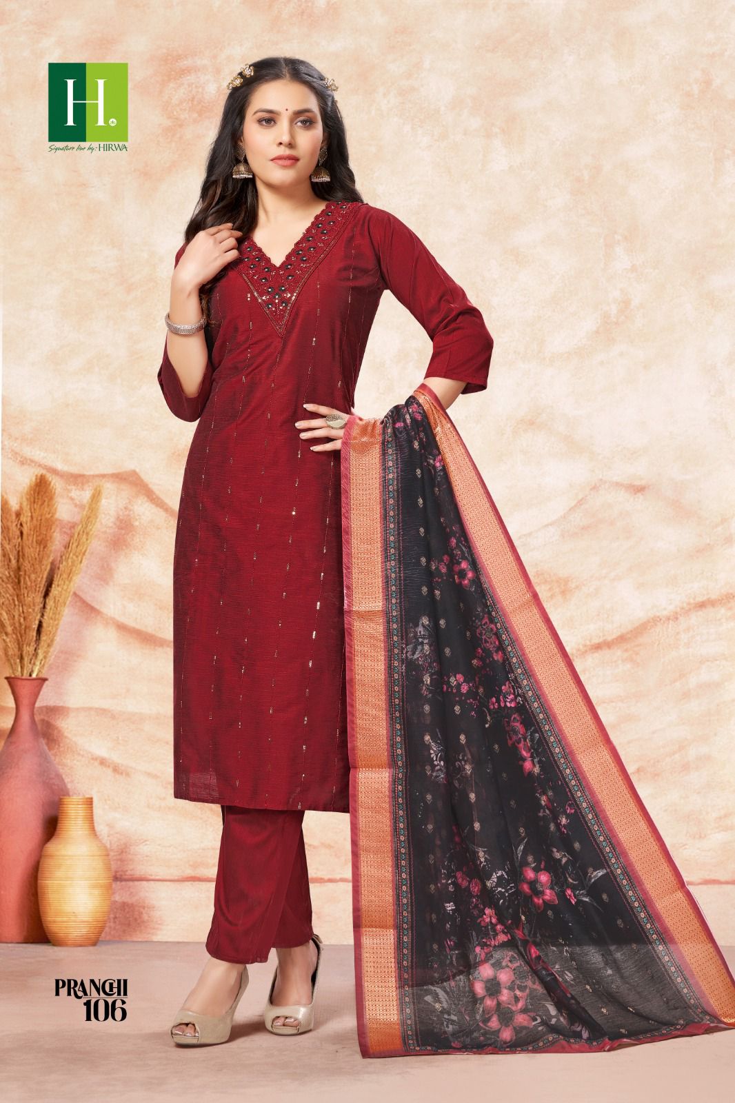 Pranchi By Hirwa Slub Silk Designer Kurti With Bottom Dupatta Wholesale Suppliers In mumbai
